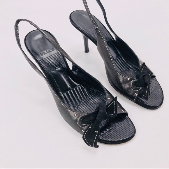 Black Open Toe Leather Sandals Bally Sz 38.5 - Picture 3 of 8